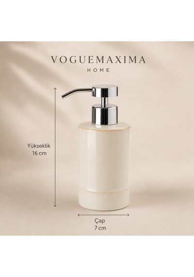 The Voguemaxima Luna Doğal Dokulu Seramik Sıvı Sabunluk Açık Gri 7x16 Cm