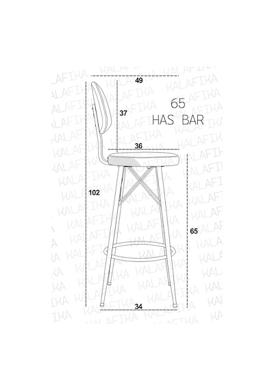 Has Bar Sandalyesi 65 Lik Beyaz Ayak-siyah Deri 90 Cm İle 100 Cm Ada & Masalara Uygun