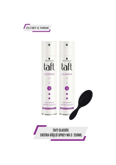 Taft Classic Ekstra Güçlü Sprey 2 x 50 ML + Tarak
