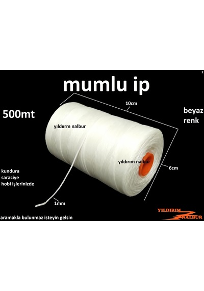 Mumlu İp 500mt Beyaz Renk Hobi İpi Sağlam Duble