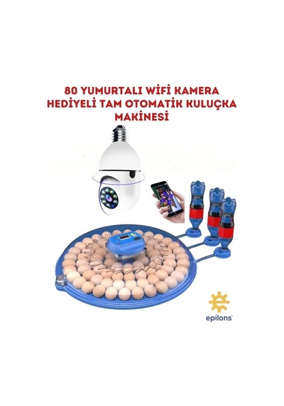 80 Yumurta Kapasiteli Tam Otomatik Çiftlik Kuluçka Makinesi Wifi Ampul Kamera Hediyeli Mz-80