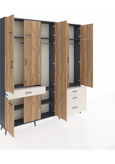 Arges Dolap 8 Raflı 4 Çekmeceli 3 Askılı 220x30x243 Antrasit-çam/aytaşı Atlas Çam/aytası Arges Dolap 8 Raflı 4 Çekmeceli 3 Askılı 220x30x243 Antrasit-çam/aytaşı Atlas Çam/aytası