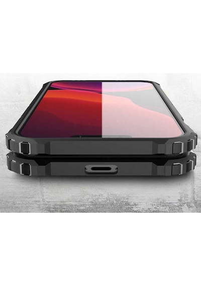 Apple Uyumlu iPhone 13 Pro Max Kılıf Armor Hybrid Zırh Silikon Siyah -