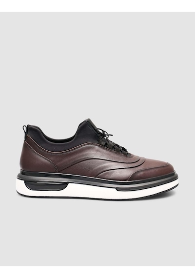 Hakiki Deri Kahverengi Erkek Günlük Sneaker Kahverengi