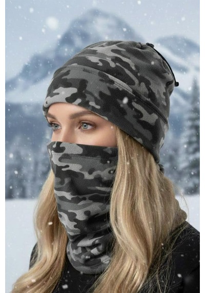 Single Sword 2 Li Set Unisex Kışlık Polar Boyunluk & Bere Olan Çok Amaçlı Soğuk Hava Koruması 0//kamuflaj Çok Renkli