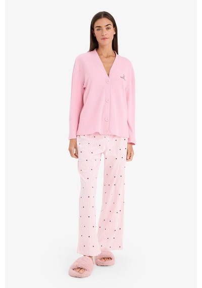 Defacto Regular Fıt V Yaka Uzun Kollu Waffle Üst G6913ax26sppn149 Pembe-pn149