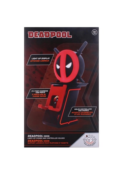 Kablo Adamları Led Simgeleri: Marvel Deadpool - Şarj Telefonu Ve Kumanda Tutucu - Işıklı Oyun Kumandası/cep Telefonu/cihaz Şarj Tutucu, 4' Şarj Kablosu Dahil Çok Renkli