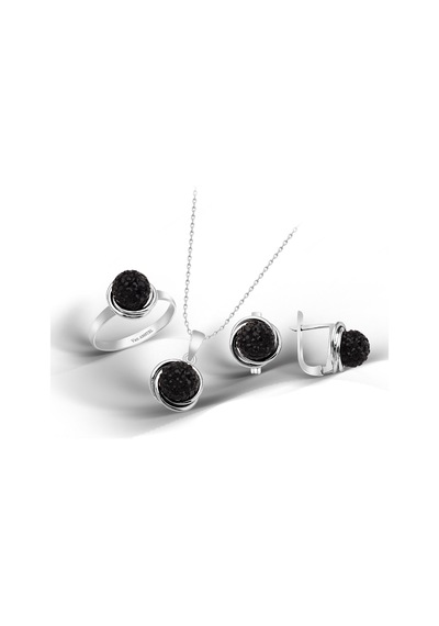 Kuyumcudükkani Avusturya"crystal"taşlı Mini Set -24089-w-blk 14 Beyaz