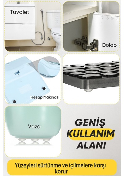 200 Lü 10mm Yapışkanlı Şeffaf Silikon Ses Stoperi Dolap Çekmece Tamponu Koruyucu Diğer