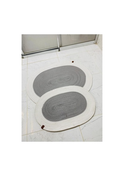 Jüt,hasır,2 Li,banyo Paspas Takımı,bohem Tarzı Banyo Takımı,iskandinav Paspas Gri Beyaz Gri Beyaz