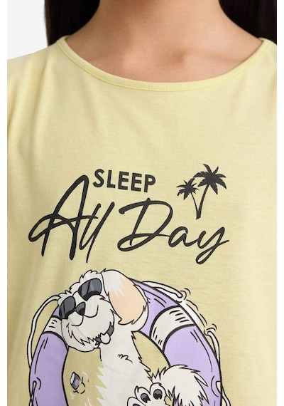 Defacto Kız Çocuk Pijama Takımı Baskılı Kısa Kollu Üst Beli Lastikli Şort E0666a825hsyl282 Sarı