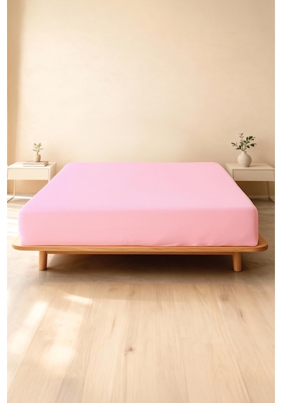 Soley Jersey %100 Pamuk Çift Kişilik Premium Lastikli Çarşaf Pembe