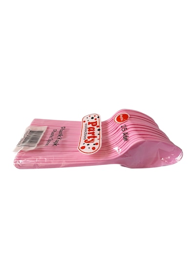 Plastik Lüx Pembe Renk Kaşık - Parti Davet Piknik Çorba Yemek Kaşığı - 18 Cm. - 25'li 3 Paket