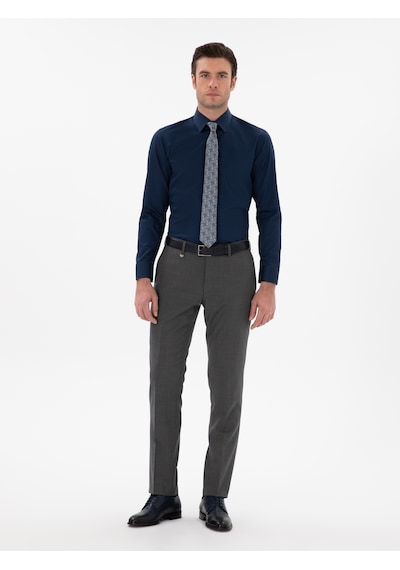 Cacharel Lacivert Slim Fit Klasik Yaka Basic Gömlek