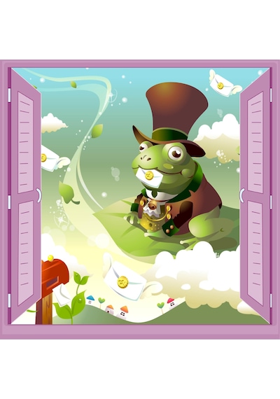 Çocuk Odası Bebek Odası Pencere Poster Duvar Kağıdı Kurbağa