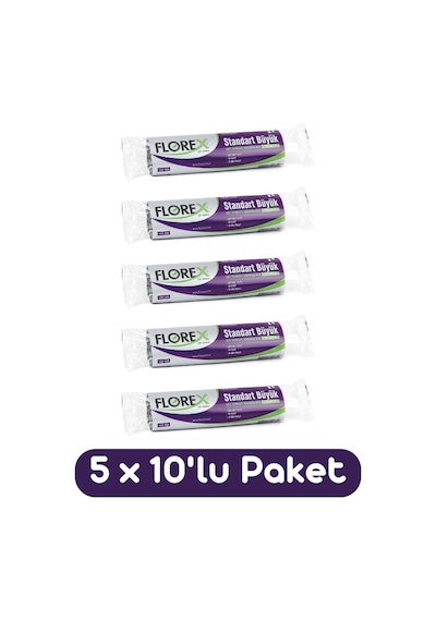 Florex Standart Büyük Boy Çöp Torbası 65 x 80 Cm 5 x 10 Adet