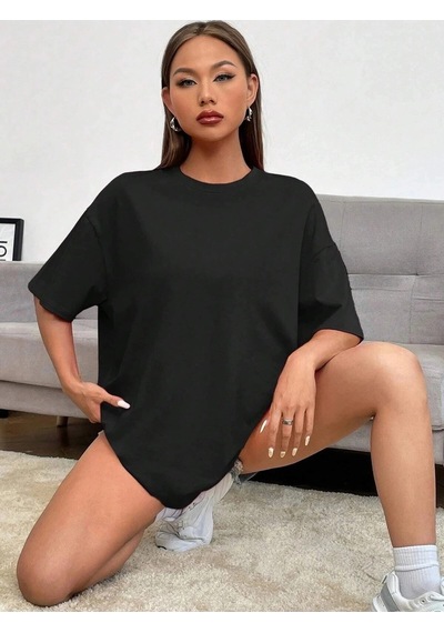 Startmore Kadın Siyah Its Okay Baskılı Oversize T-shirt Siyah