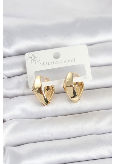 316l Çelik Gold Renk Elmas Model Halka Kadın Küpe