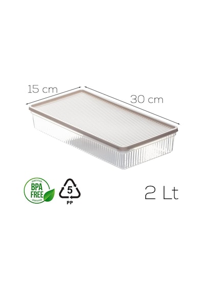 5309 4lü Buzdolabı Ve Difriz Düzenleyici Saklama Kabı Seti - Bpa İçermez, Mikrodalga Uyumlu, Kapaklı, Gıda Saklama Kabı, Kapicino, 2 Lt Çok Renkli