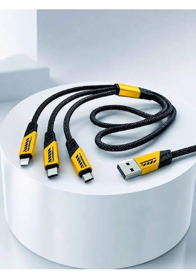 Mey Najmaddin 240w Çoklu Şarj Kablosu Type-c Lightning Micro Usb Örgü Kablo Najmaddin Belirtilmemiş