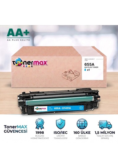 Hp 655a Cf451a Mavi Uyumlu Toner Aa Plus / Color Laserjet Enterprise M652 / M653 / Mfp M681 / M682