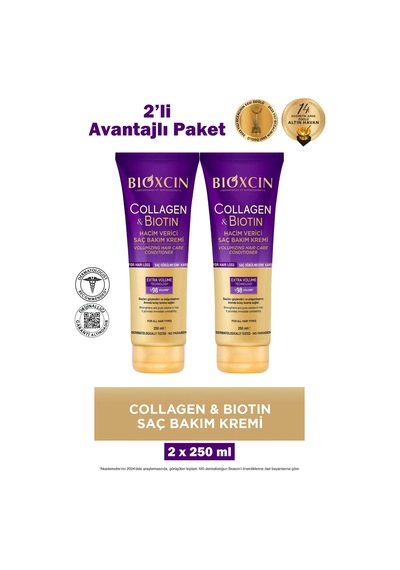 Bioxcin Collagen Biotin Hacim Verici Saç Bakım Kremi 250 Ml 2 Adet