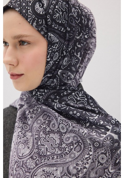Mirsoy Scarf Eftelya Pamuk Etnik Desen Şal Siyah