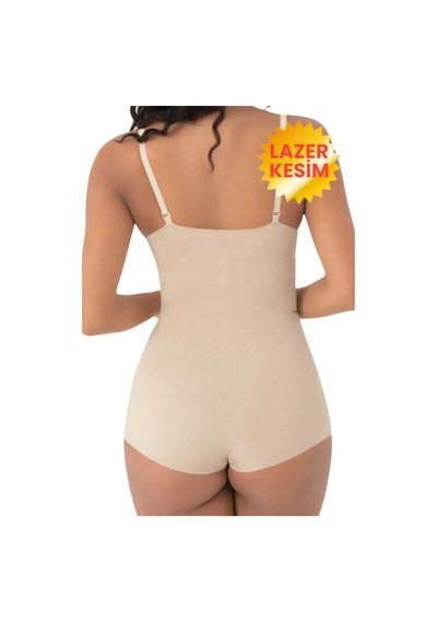 Uniquetrenders Kadın Lazer Kesim Ve Toparlayıcı Göğüs Altı Askılı Body Korse 2'li Set Siyah - Ten Rengi