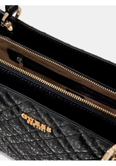 Guess Isemay Logo Patent Shopper Kadın Omuz Çantası Hwgg9628250 Siyah