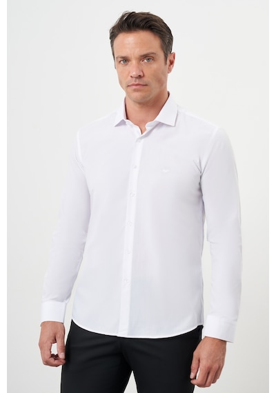Morven Erkek Beyaz Basic Düz Desen İtalyan Yaka Slim Fit Gömlek 24mc004006600 Beyaz