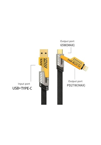 4'ü 1 Arada 65w Pd Hızlı Şarj Kablosu - Type C/usb/lightning Destekli 100 Cm Dayanıklı Örgü Yapı - Akıllı Ve Diğer