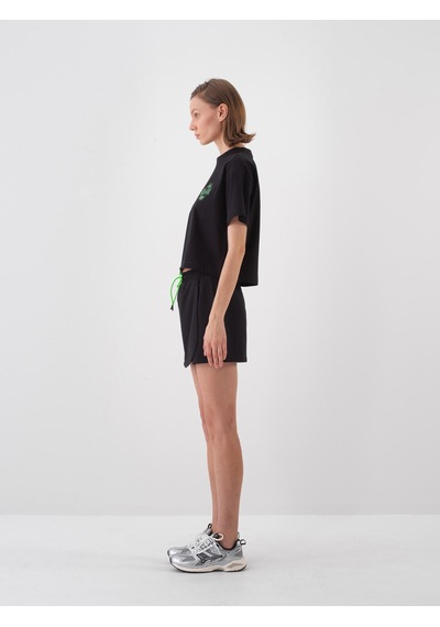 Xint Siyah Pamuk Dokulu Oversize Tişört 602486