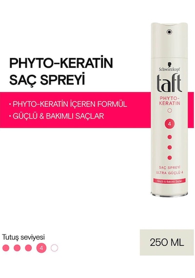 Taft Saç Spreyi Keratin Ultra Güçlü 4-250 Ml