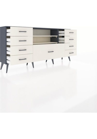 Arges Konsol 2 Raflı 9 Çekmeceli 176x30x83 Antrasit-aytaşı/aytaşı Aytaşı/aytaşı