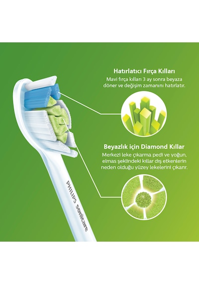 Philips Sonicare HX6062/87 - Optimal White - Sonic Şarjlı Diş Fırçası Yedek Başlıkları - 2'li Beyaz