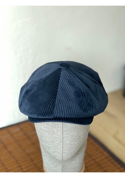 Aida Jewelss Kışlık Kadife Ingiliz Kasket Peaky Blinders Model Erkek Kasket Dökümlü Kadife Kasket Lacivert