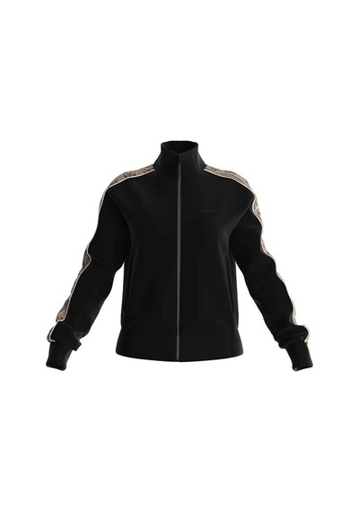 Guess Kadın Regular Fit Fermuarlı Dik Yaka Sweat Siyah