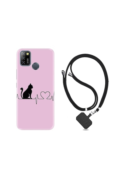 Infinix Smart 5 Kilif Boyun Askili Pink Cat Heart 1303 542791255