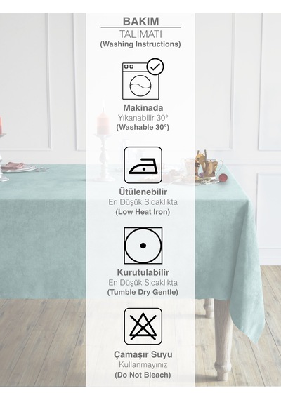 Daily Series Kadife Dokulu Sis Mavisi Renk Masa Örtüsü Sis Mavisi