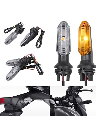 Motosiklet Led Sinyal Ön Lambası Universal Kısa Gövde Gündüz Led Ve Kayan Sinyal