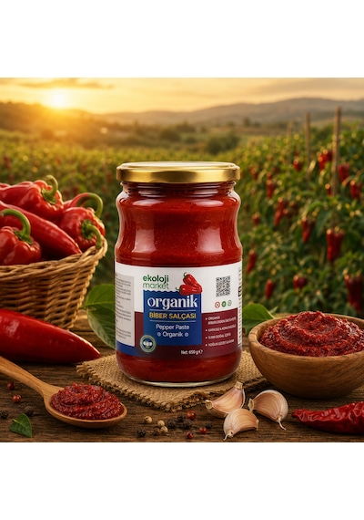 Organik Glutensiz Biber Salçası Tuzsuz 610 Gr.
