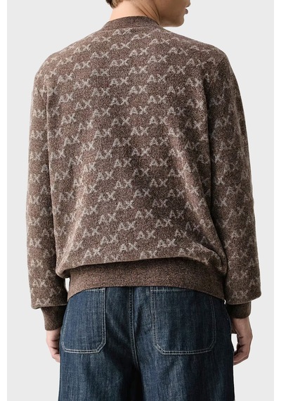 Armani Exchange Tamamı Logolu Regular Fit Bisiklet Yaka Kazak Erkek Kazak Xm002992 Af16916 F6236 Kahve