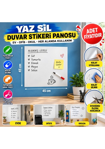 Ders Çalışma Yazı Tahtası Manyetik Mıknatıslı Duvar Stickerı Altın
