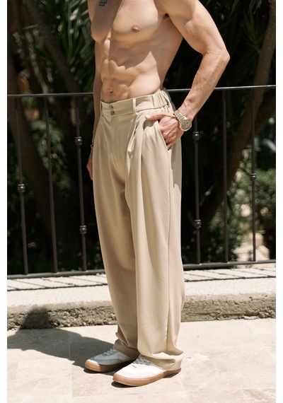 Mai Studios Co. Mai Collection Geaohrid Bej Erkek Pantolon Bej