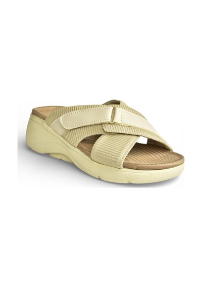 Fox Shoes Y973935004 Bej Kumaş Kalın Tabanlı Kadın Terlik Bej