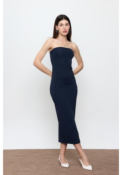 Sherin Lacivert Straplez Maxi Boy Elbise