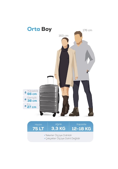 Polo&sky Azra Model Neon Yeşili Pp Polipropilen Kırılmaz Orta Boy Valiz Bavul Yeşil