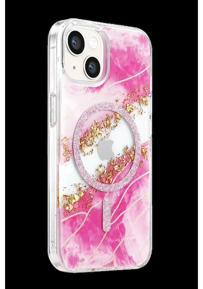 Onegif Apple iPhone Uyumlu 15 Lotus Simli Magsafe Kapak - Pembe Bz8683140940362