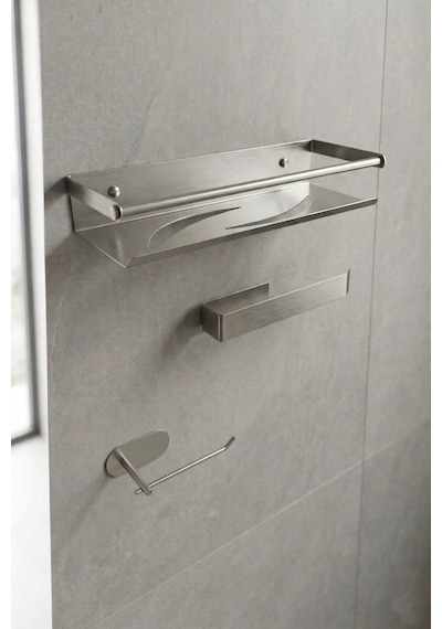Zift Unique Yapışkanlı Banyo Aksesuar Seti , Paslanmaz Çelik Tuvalet Banyo Havlu Askısı , Raf , Stand, Inox
