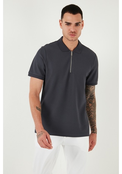 Buratti Pamuklu Regular Fit Fermuarlı Erkek Polo Yaka T Shirt 5902434 Antrasit